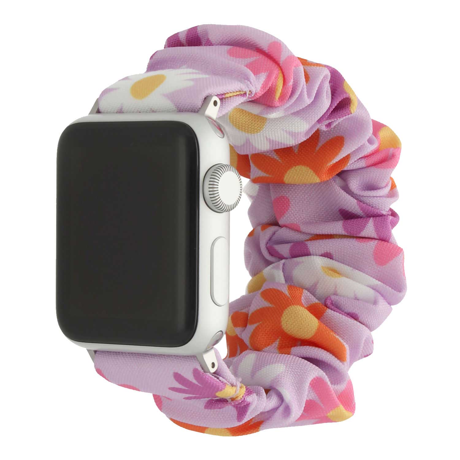 Cinturino elastico in nylon Scrunchie per Apple Watch - Fiori rosa
