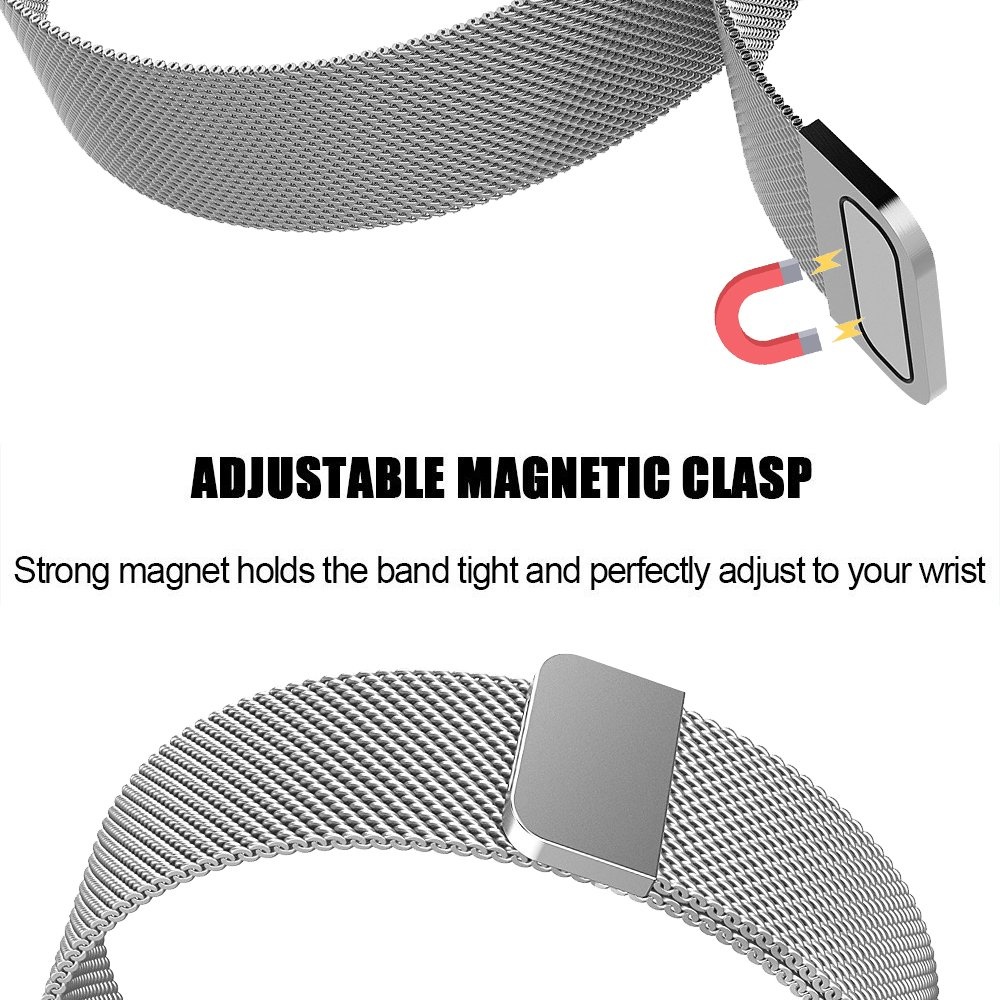 Cinturino loop in maglia milanese per Fitbit Versa - argento