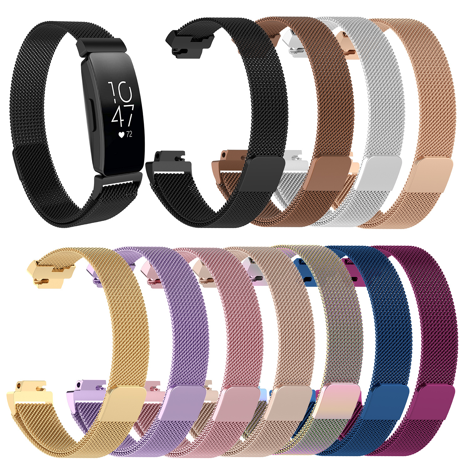 Cinturino loop in maglia milanese per Fitbit Inspire - oro