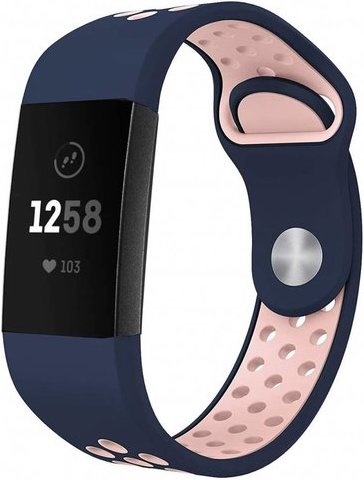Cinturino doppio sport per Fitbit Charge 3 & 4 - blu scuro rosa