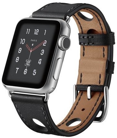 Cinturino hermes in pelle per Apple Watch - nero