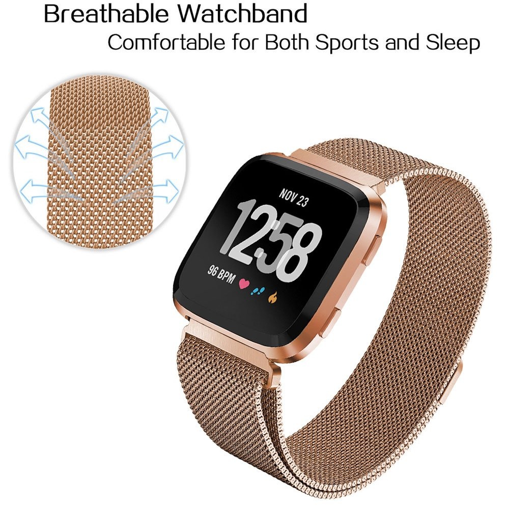 Cinturino loop in maglia milanese per Fitbit Versa - oro rosa