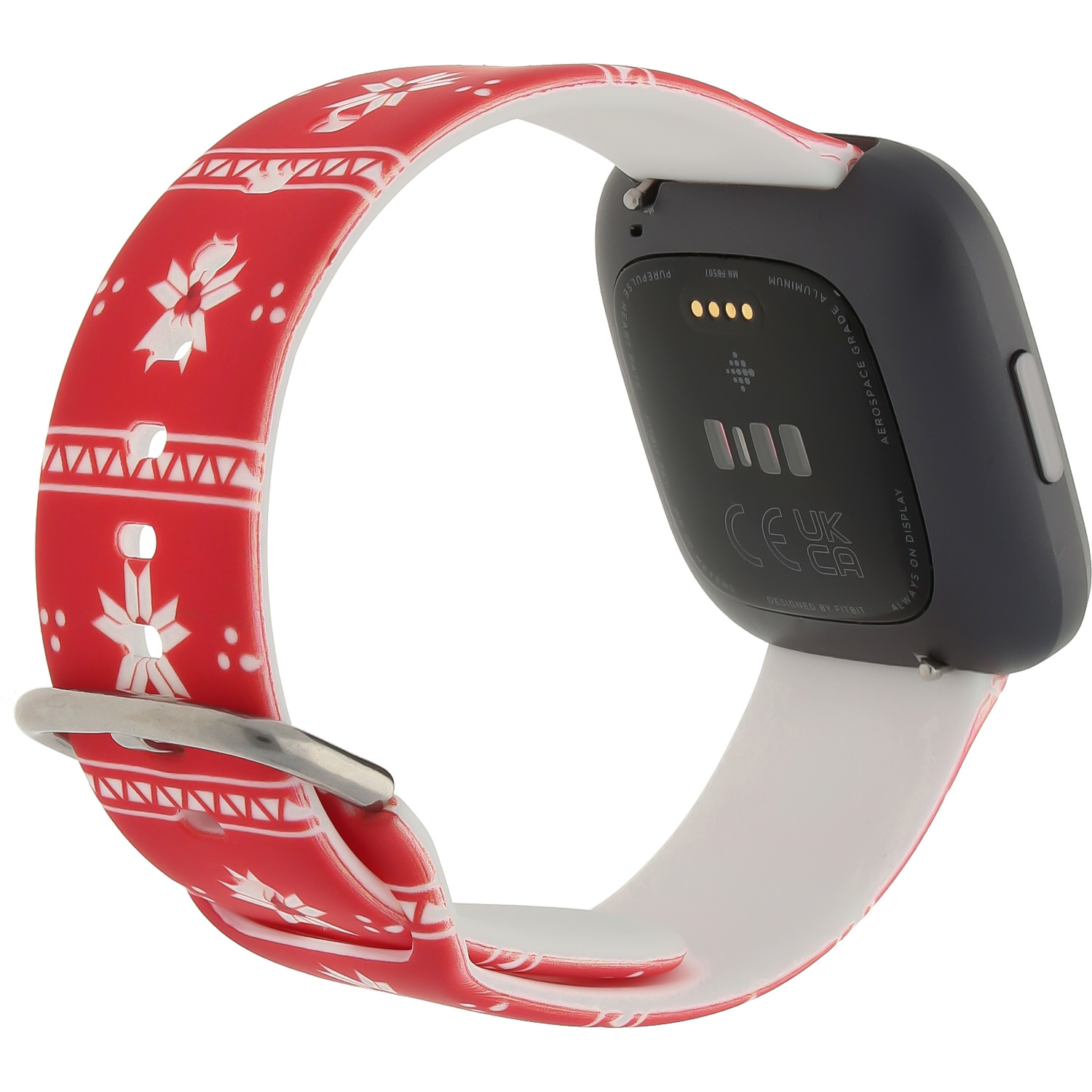 Cinturino sport con stampa per Fitbit Versa - natale poinsettia rosso