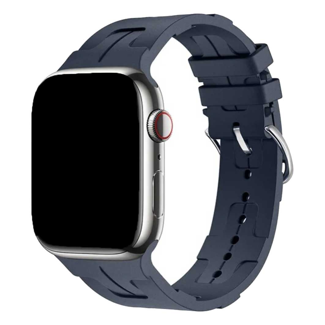 Cinturino sport Hermès simple tour fibbia della cintura kilim Apple Watch - mezzanotte