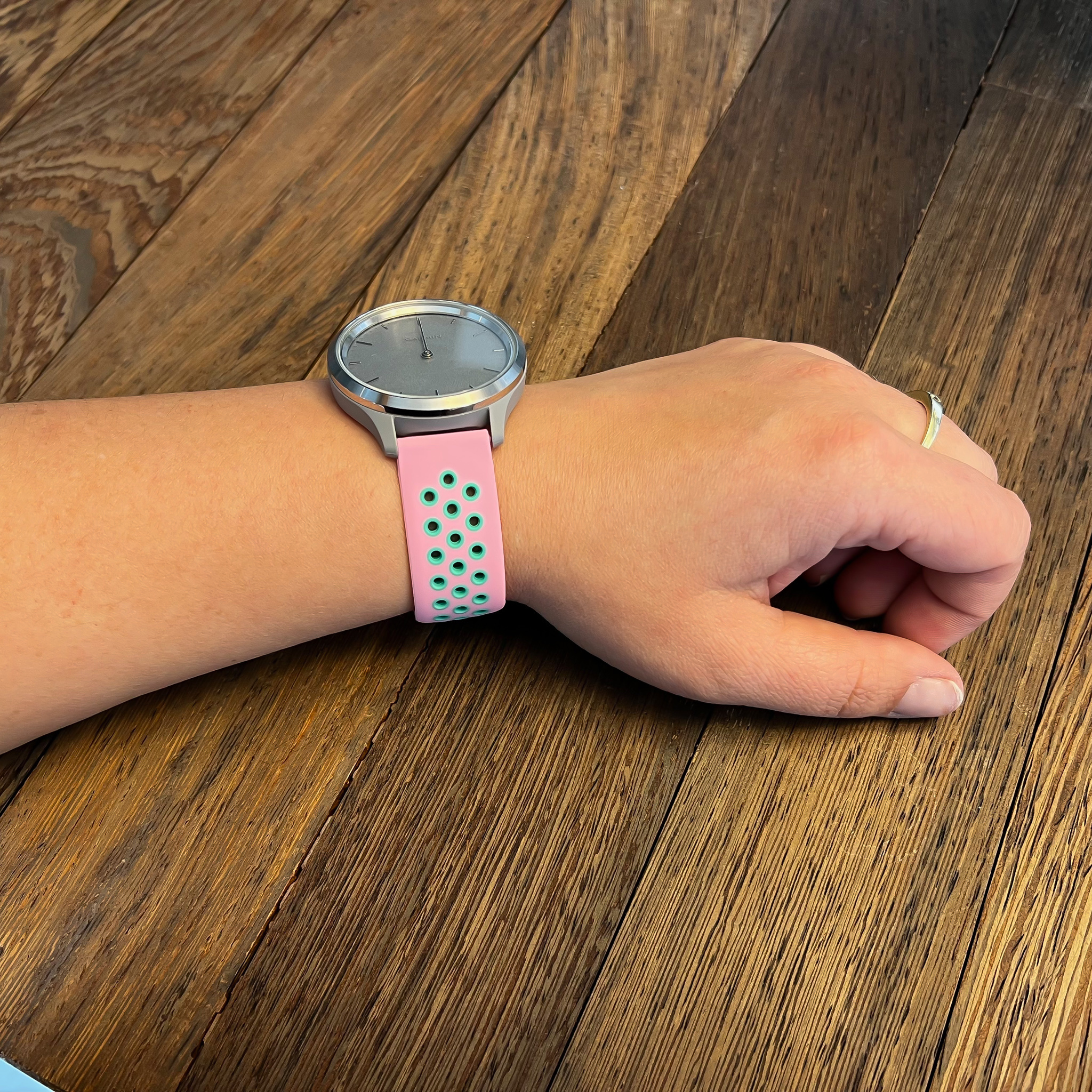 Cinturino doppio sport per Garmin Vivoactive / Vivomove - rosa verde