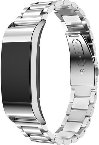 Cinturino a maglie in acciaio con perline per Fitbit Charge 2 - argento