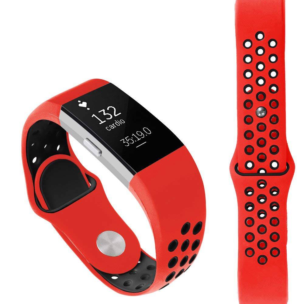 Cinturino doppio sport per Fitbit Charge 2 - rosso nero