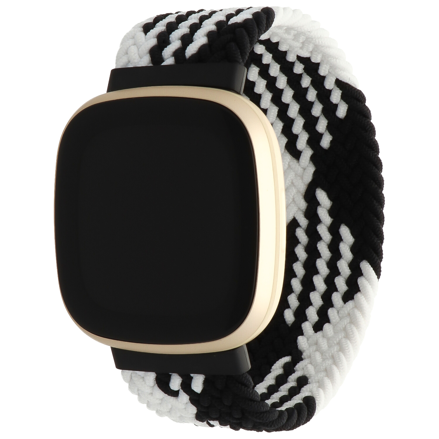 Cinturino Solo intrecciato in nylon per Fitbit Versa 3 / Sense - bianco nero
