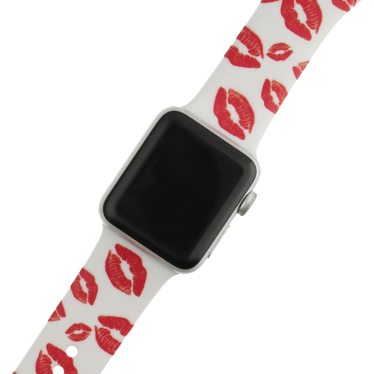 Cinturino sport con stampa per Apple Watch - baci stampa bianco