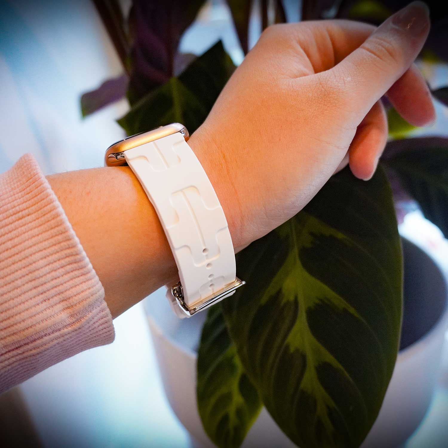 Cinturino sport Hermès simple tour kilim Apple Watch - bianco