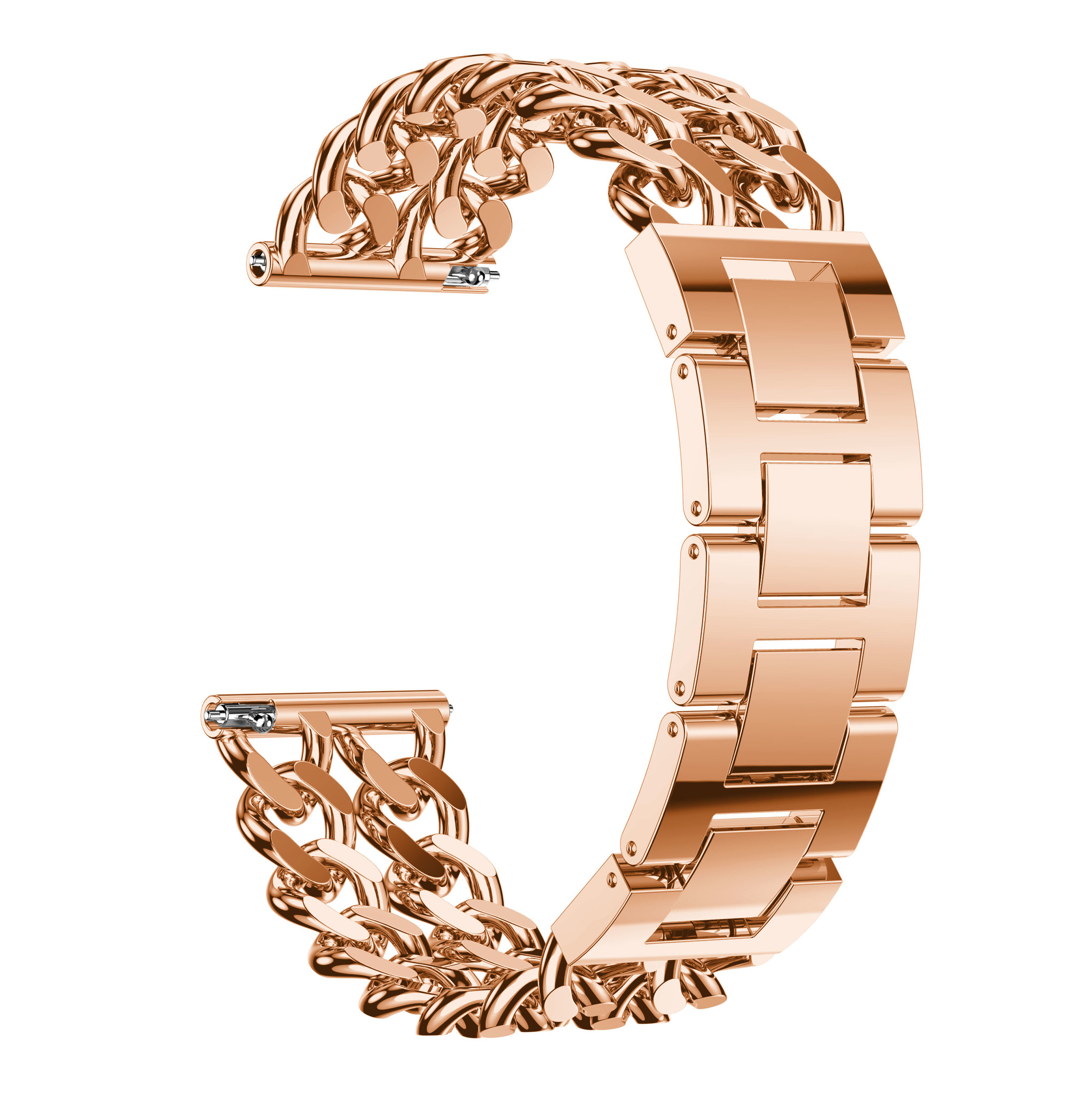 Cinturino a maglie in acciaio con cowboy per Fitbit Versa - oro rosa