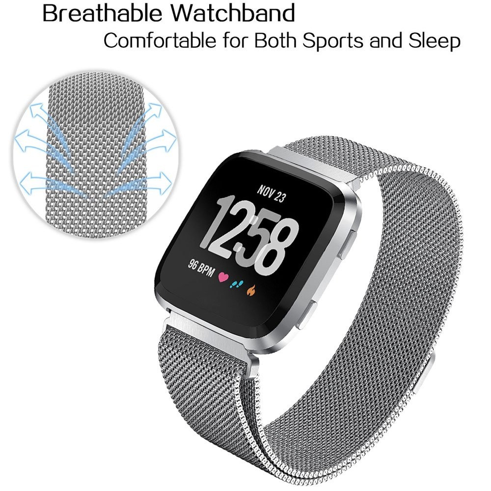 Cinturino loop in maglia milanese per Fitbit Versa - argento