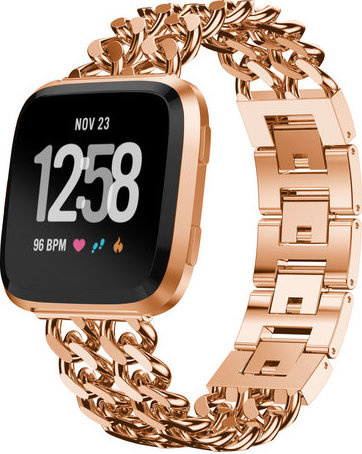 Cinturino a maglie in acciaio con cowboy per Fitbit Versa - oro rosa
