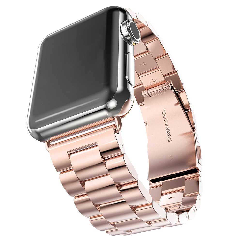 Cinturino a maglie in acciaio con perline per Apple Watch - oro rosa