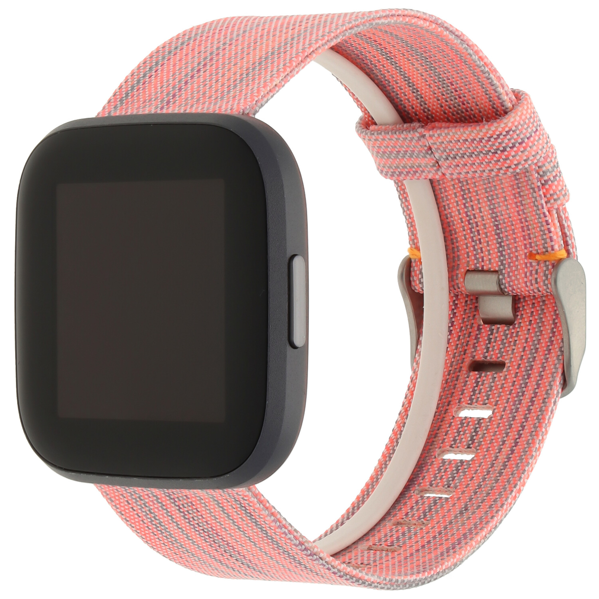 Cinturino con fibbia in nylon per Fitbit Versa - a righe arancioni