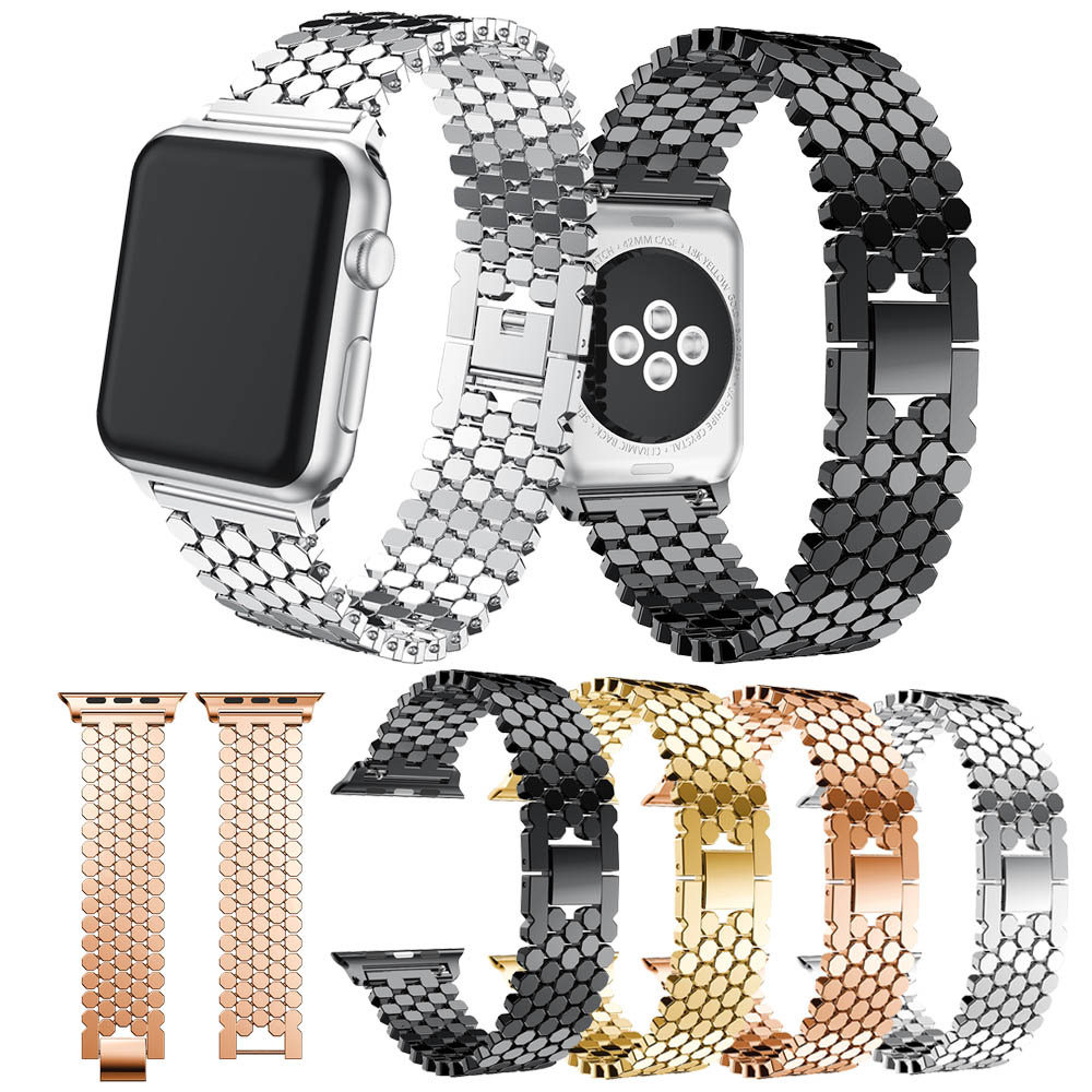 Cinturino a maglie in acciaio a forma di pesce per Apple Watch - nero