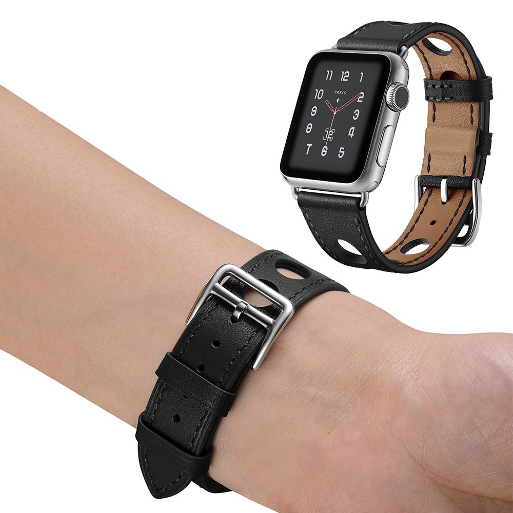 Cinturino hermes in pelle per Apple Watch - nero