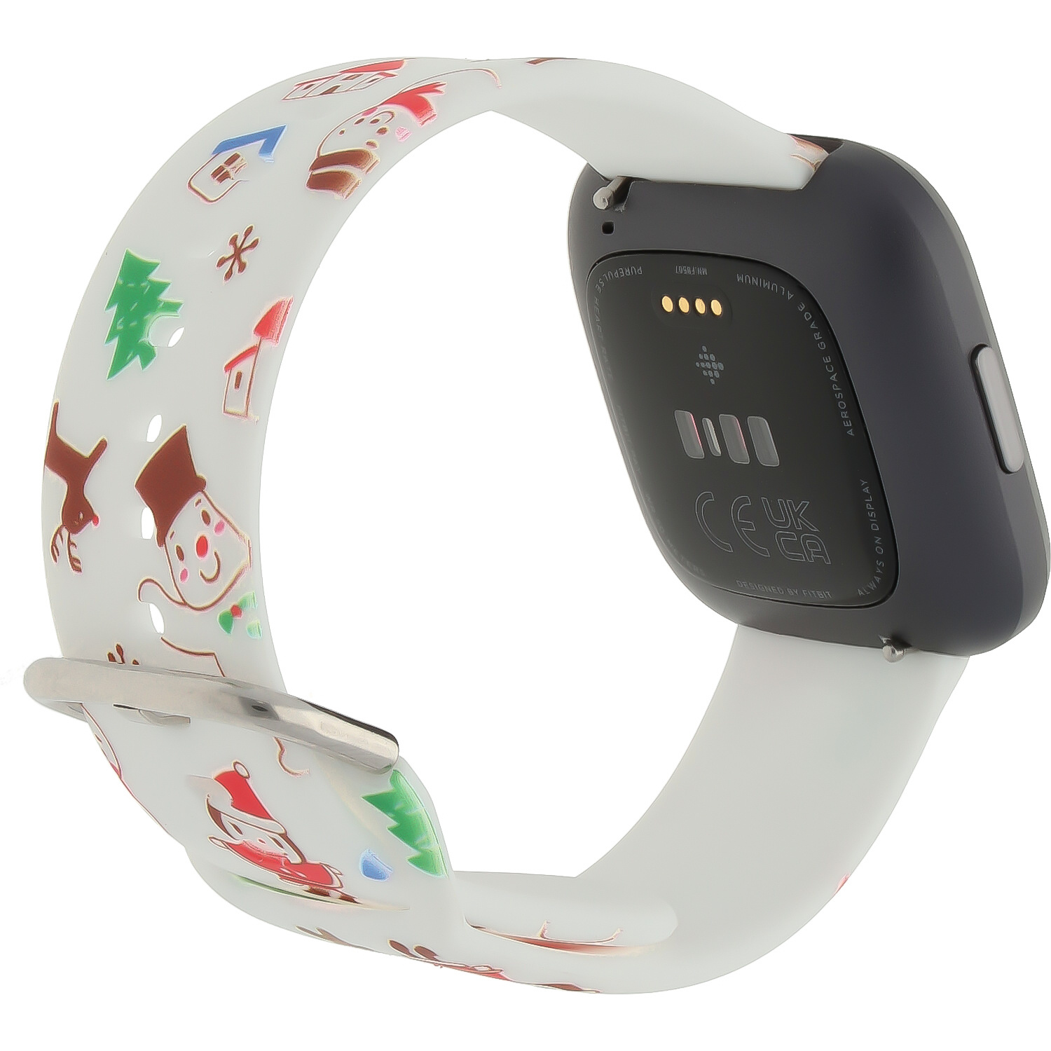 Cinturino sport con stampa per Fitbit Versa - pupazzo di neve di natale bianco