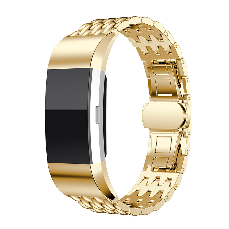 Cinturino a maglie in acciaio con drago per Fitbit Charge 3 & 4 - oro