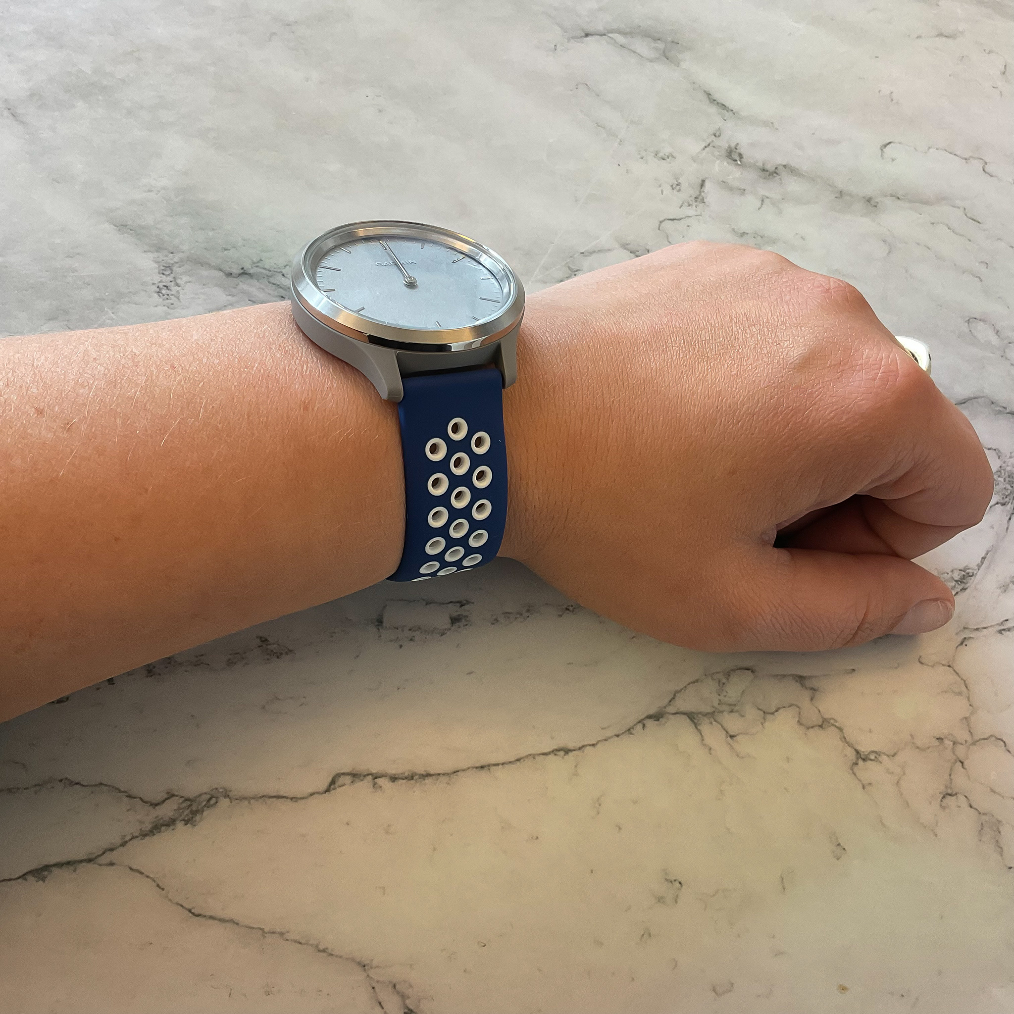 Cinturino doppio sport per Garmin Vivoactive / Vivomove - blu bianco