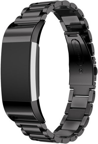 Cinturino a maglie in acciaio con perline per Fitbit Charge 2 - nero