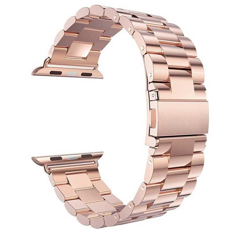 Cinturino a maglie in acciaio con perline per Apple Watch - oro rosa