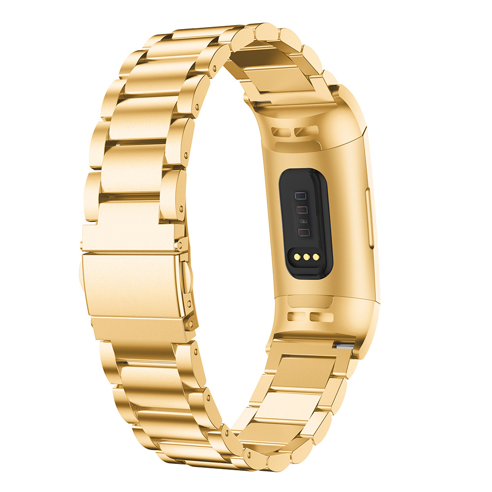 Cinturino a maglie in acciaio con perline per Fitbit Charge 3 & 4 - oro
