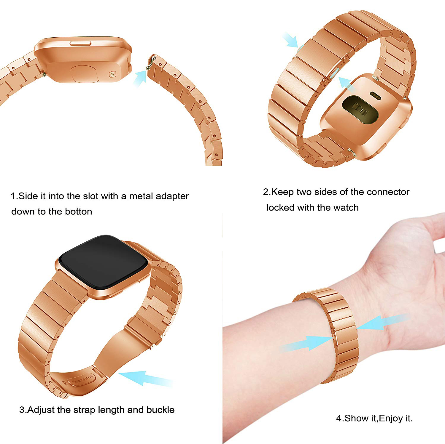 Cinturino a maglie per Fitbit Versa - oro rosa