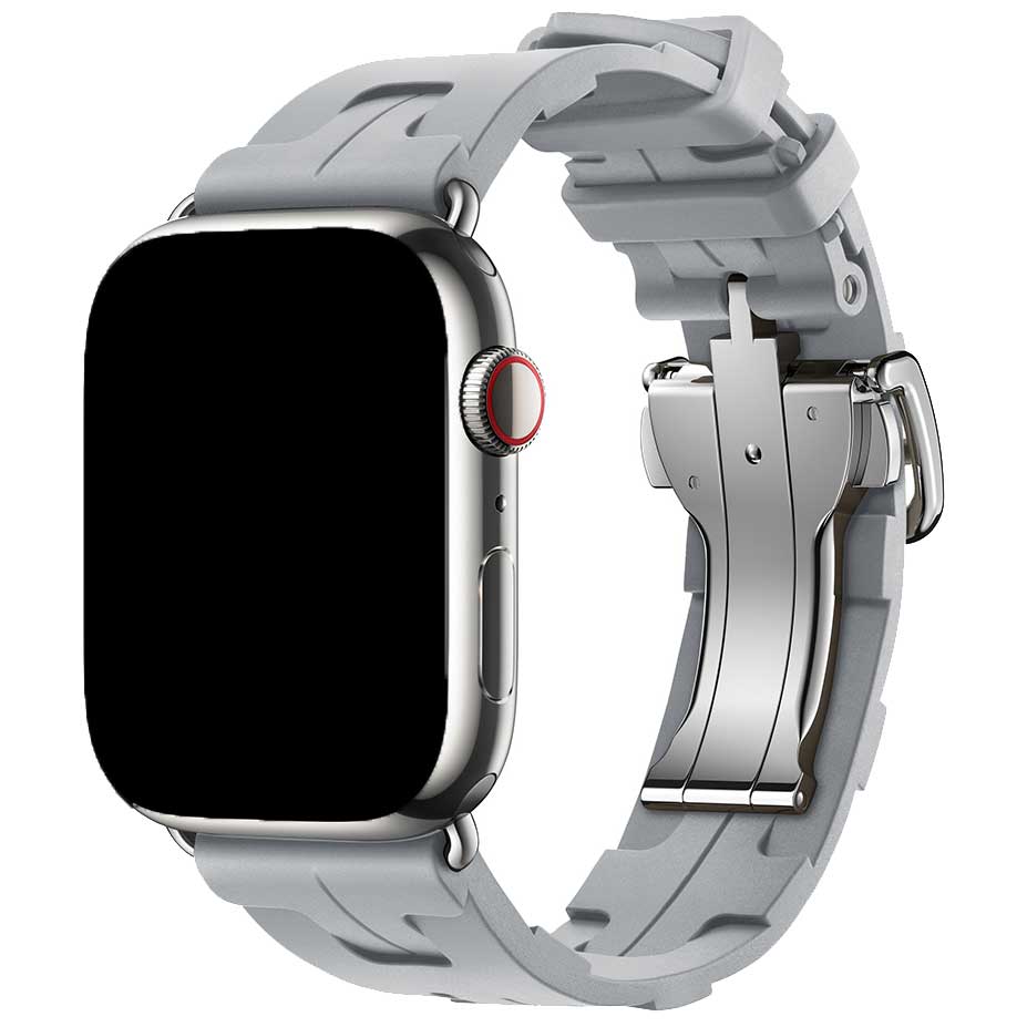 Cinturino sport Hermès simple tour kilim Apple Watch - grigio