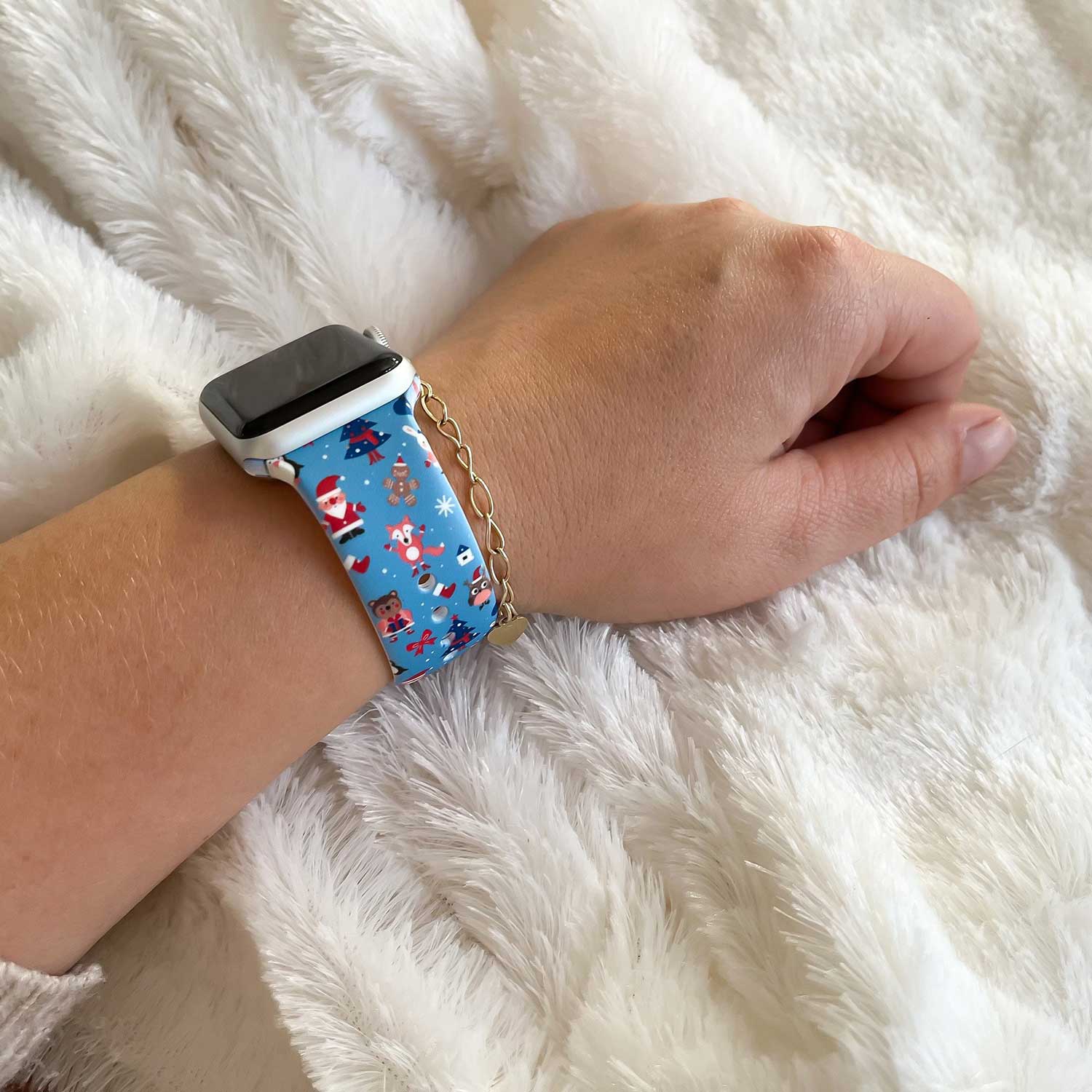 Cinturino sport con stampa per Apple Watch - Blu Natale