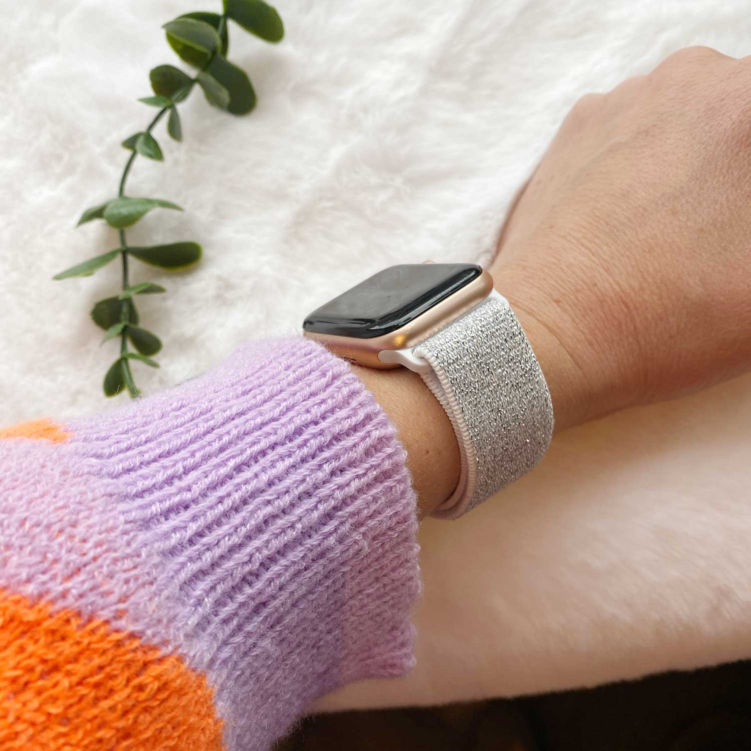 Cinturino solista in nylon per Apple Watch - bianco glitterato