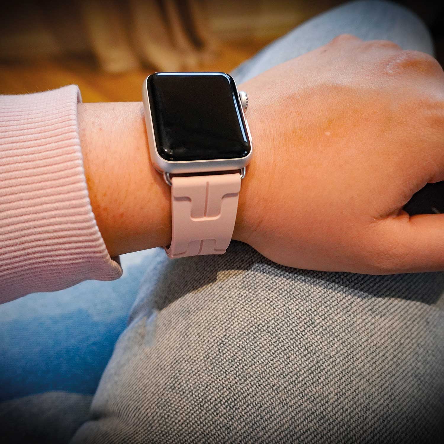 Cinturino sport Hermès simple tour kilim Apple Watch - sabbia rosa