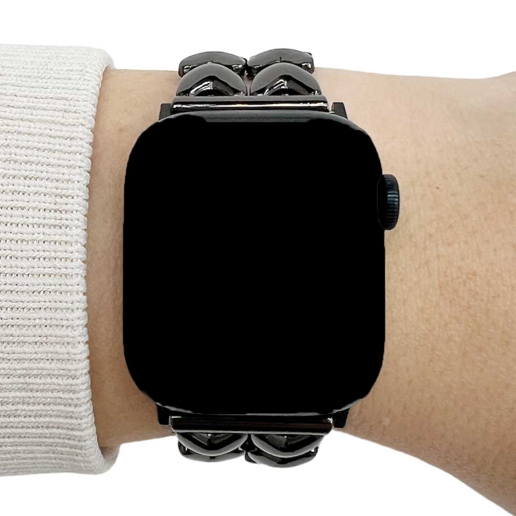 Cinturino a maglie in acciaio a forma di cuore per Apple Watch - nero