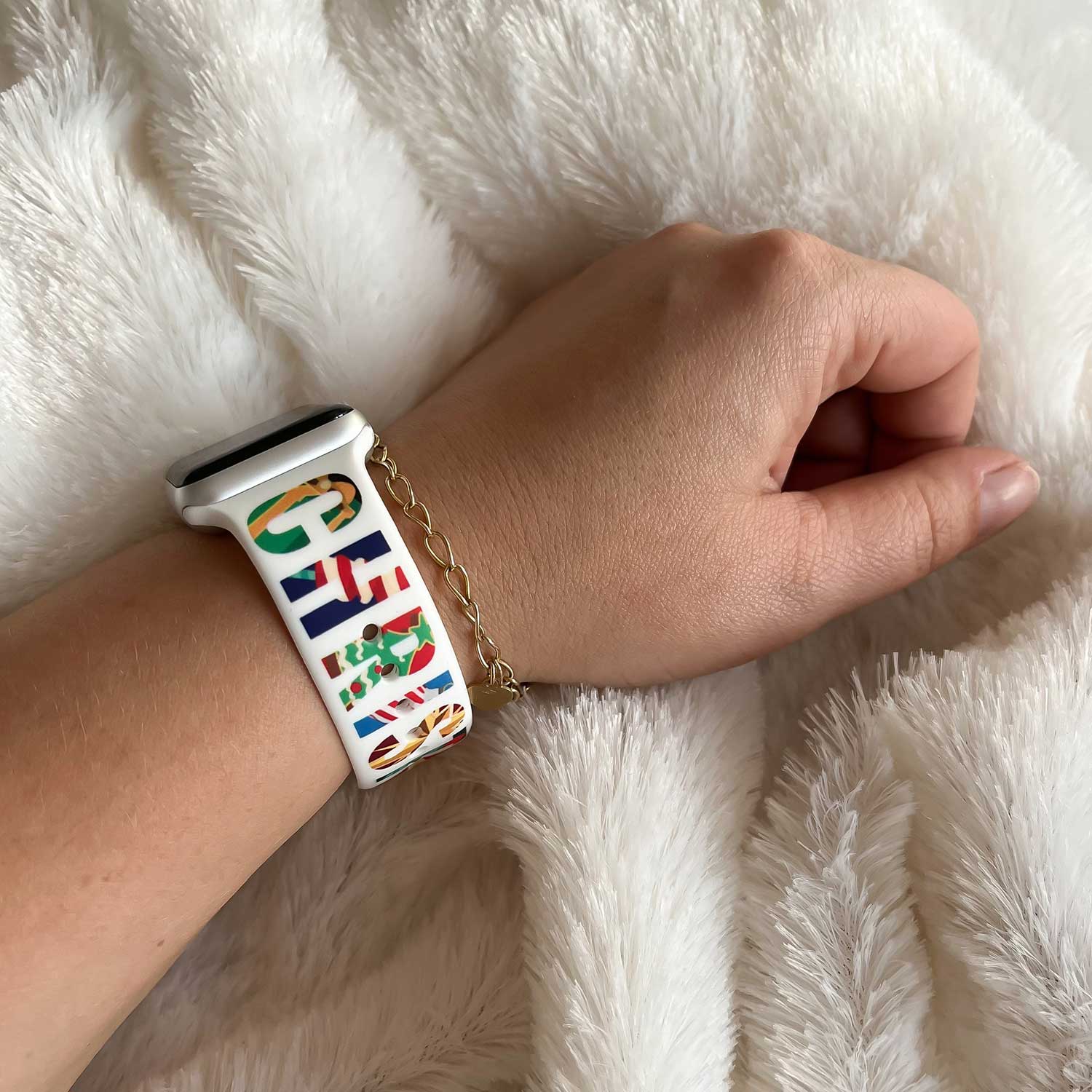 Cinturino sport con stampa per Apple Watch - Natale Buon Natale