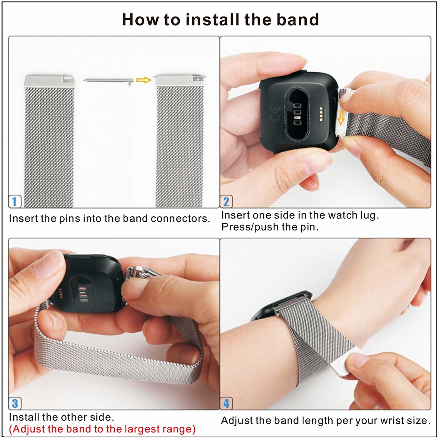 Cinturino loop in maglia milanese per Fitbit Versa - colorata