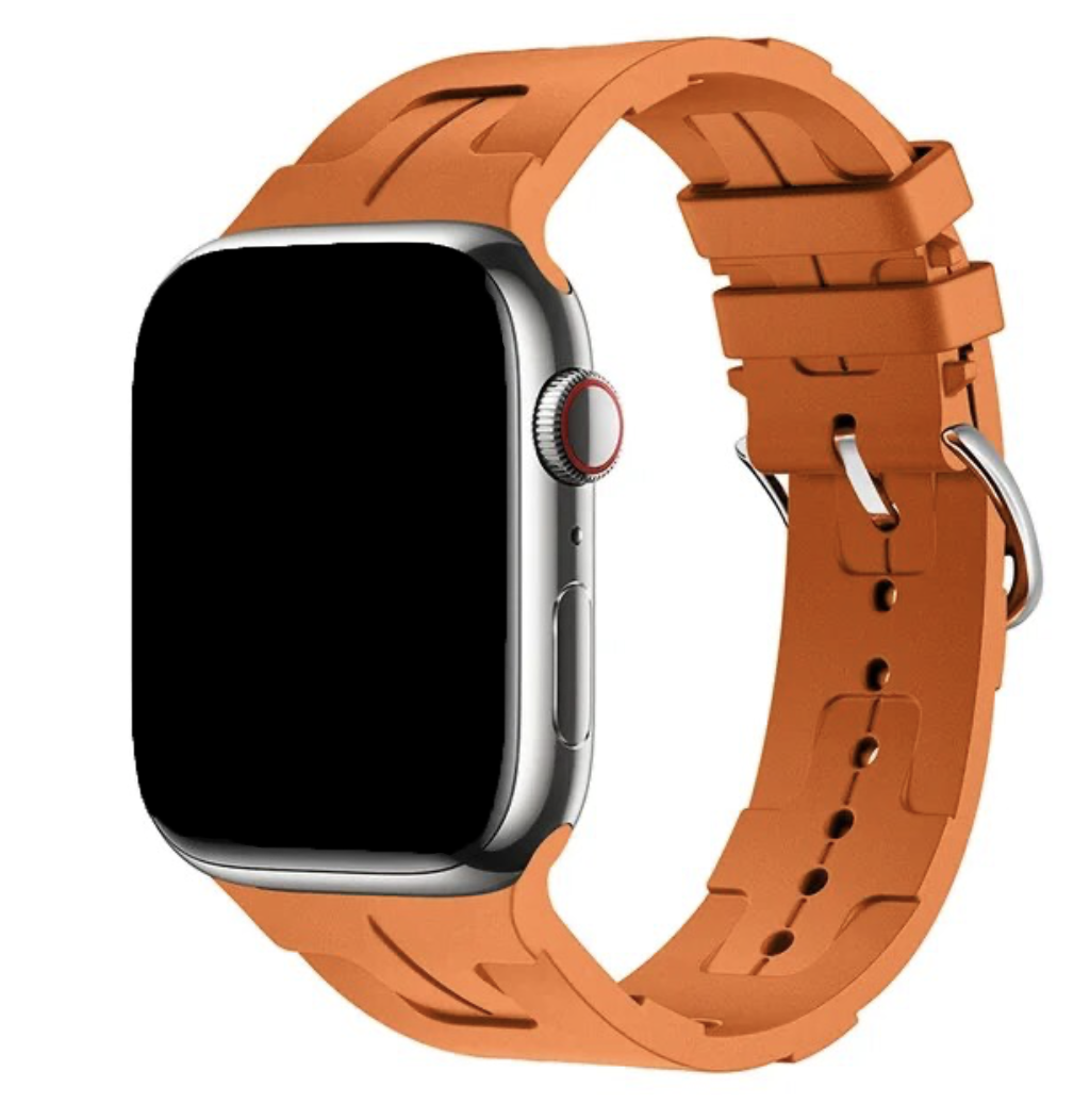 Cinturino sport Hermès simple tour fibbia della cintura kilim Apple Watch - arancia