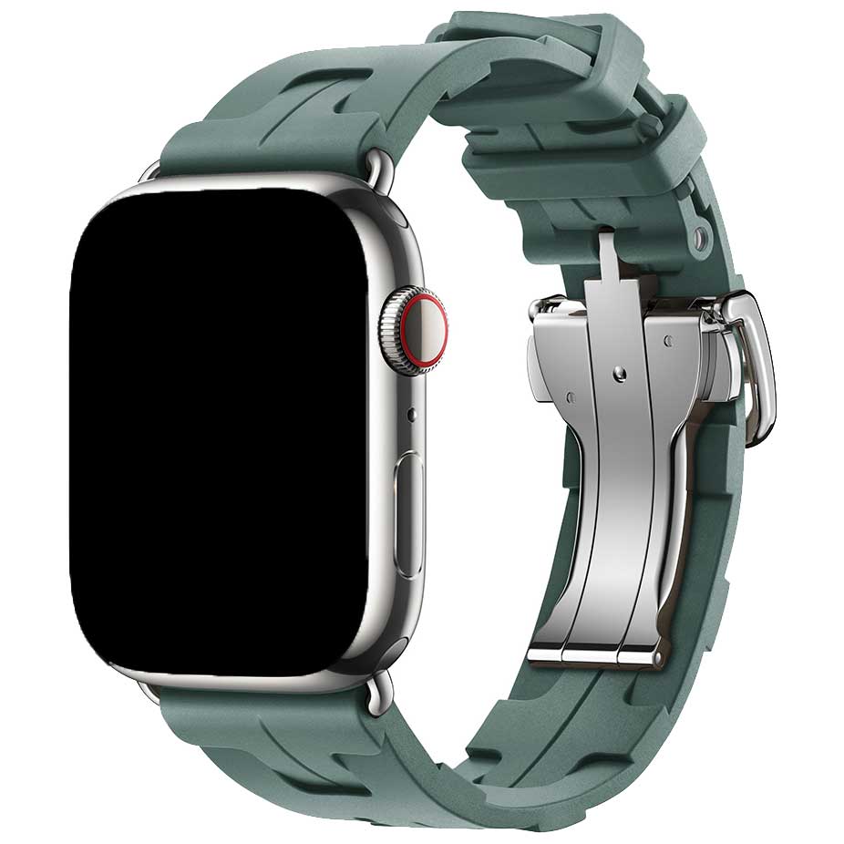 Cinturino sport Hermès simple tour kilim Apple Watch - verde pino
