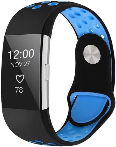 Cinturino doppio sport per Fitbit Charge 2 - nero blu