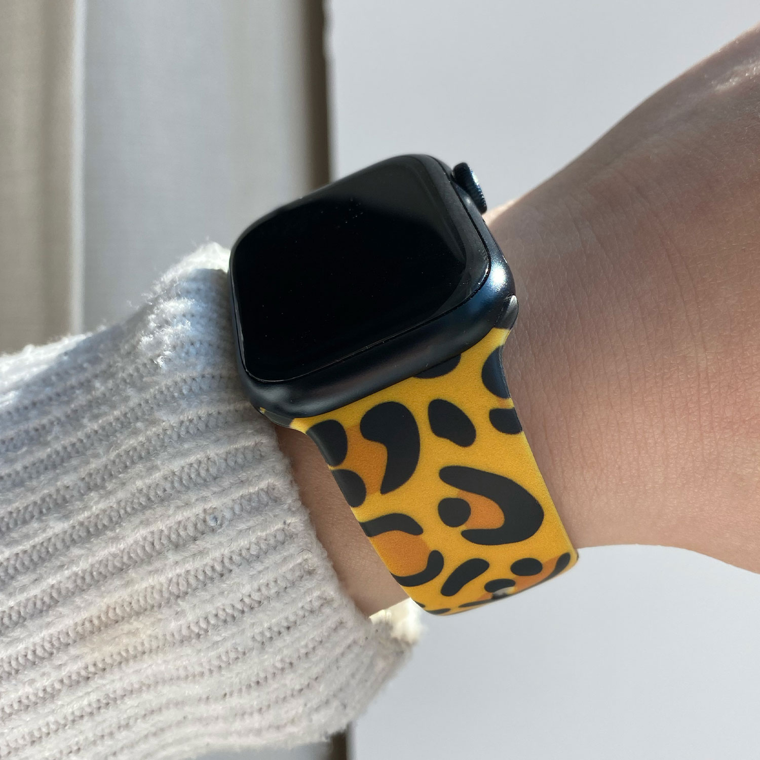 Cinturino sport con stampa per Apple Watch - stampa leopardata gialla
