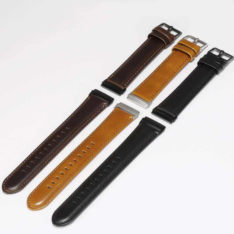 Cinturino in vera pelle per Fitbit Versa 3 / Sense - nero