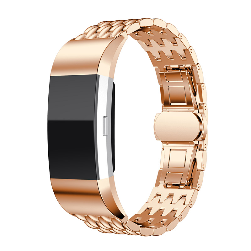 Cinturino a maglie in acciaio con drago per Fitbit Charge 3 & 4 - oro rosa