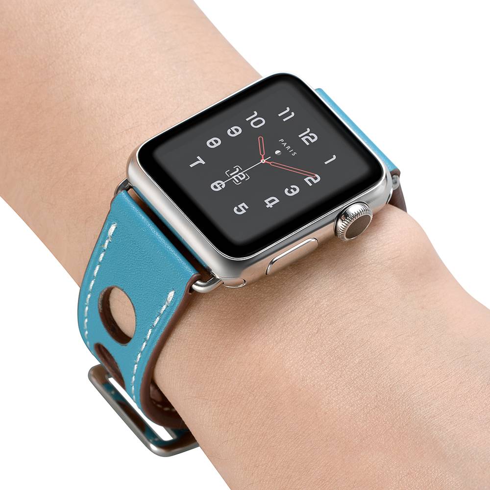 Cinturino hermes in pelle per Apple Watch - azzurro