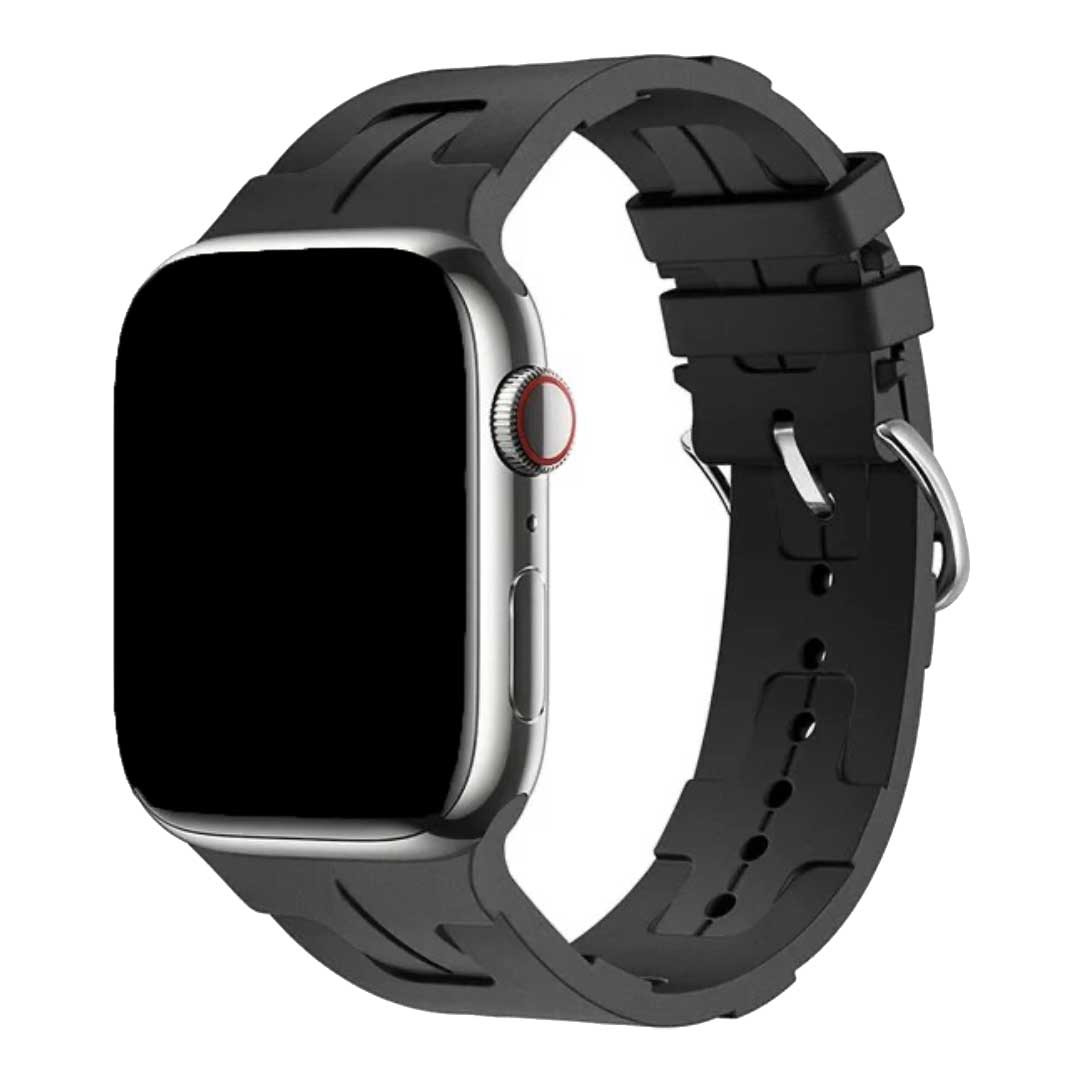 Cinturino sport Hermès simple tour fibbia della cintura kilim Apple Watch - nero
