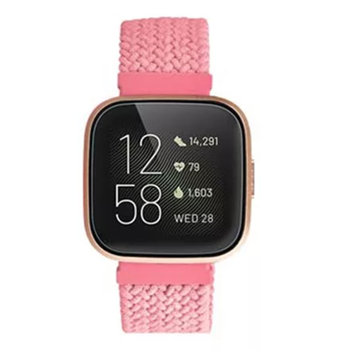 Cinturino Solo intrecciato in nylon per Fitbit Versa - rosa