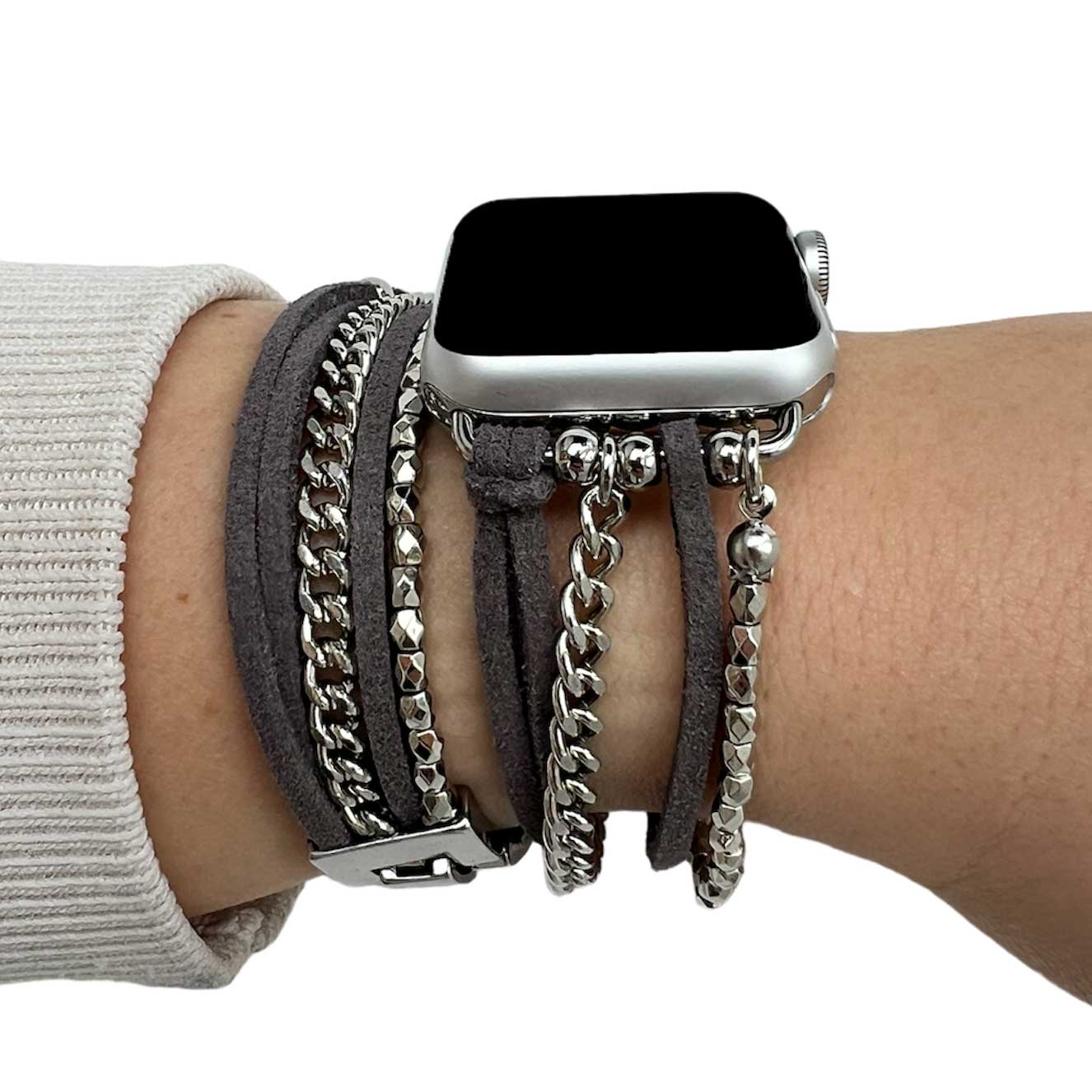 Cinturino gioielli Apple Watch – Nancy grigio argento