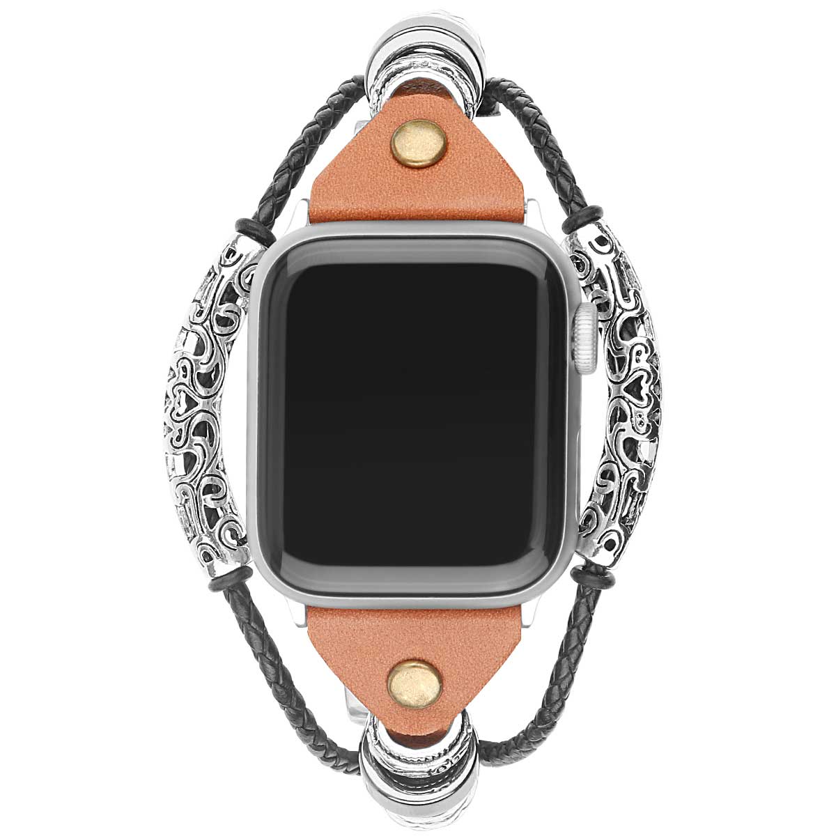 Cinturino gioiello in pelle robusto per Apple Watch - Marrone chiaro