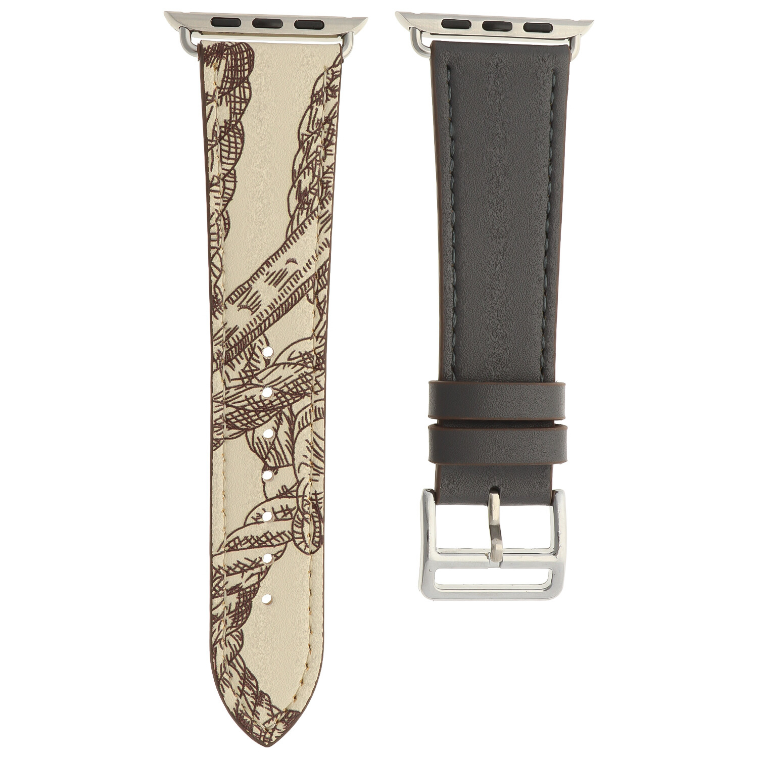 Cinturino tour singolo in pelle per Apple Watch - grigio bianco