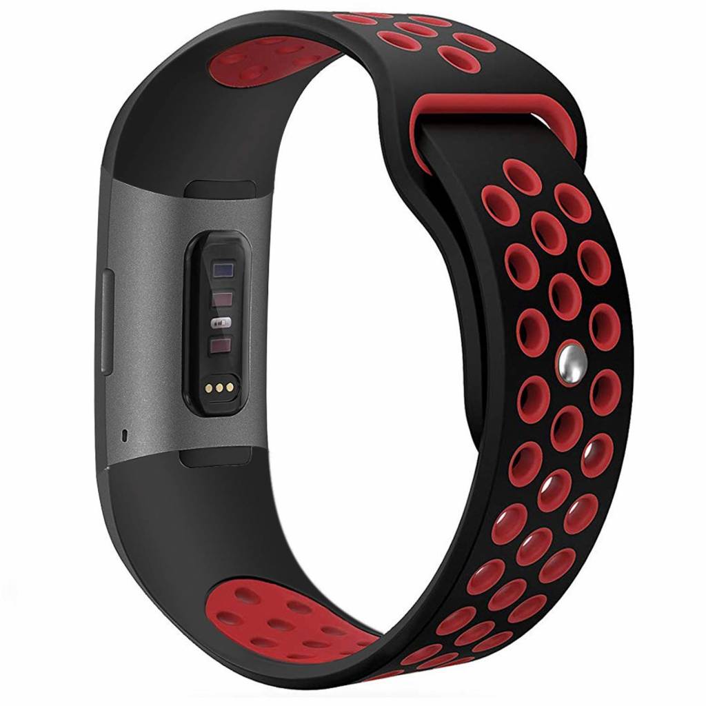 Cinturino doppio sport per Fitbit Charge 3 & 4 - nero rosso