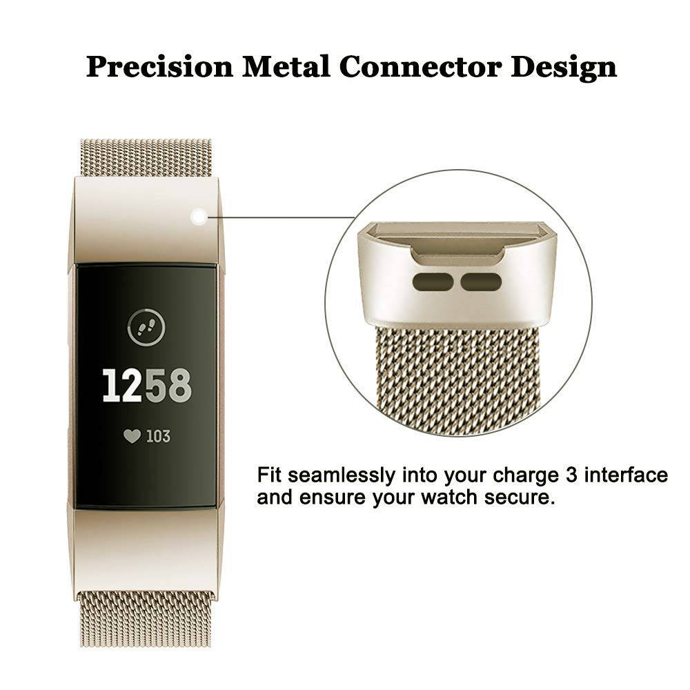 Cinturino loop in maglia milanese per Fitbit Charge 3 & 4 - champagne