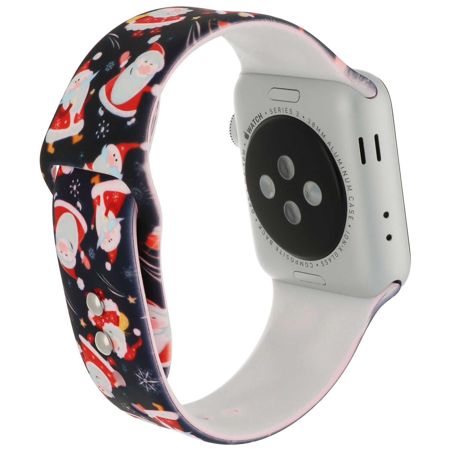 Cinturino sport con stampa per Apple Watch - Babbo Natale blu scuro
